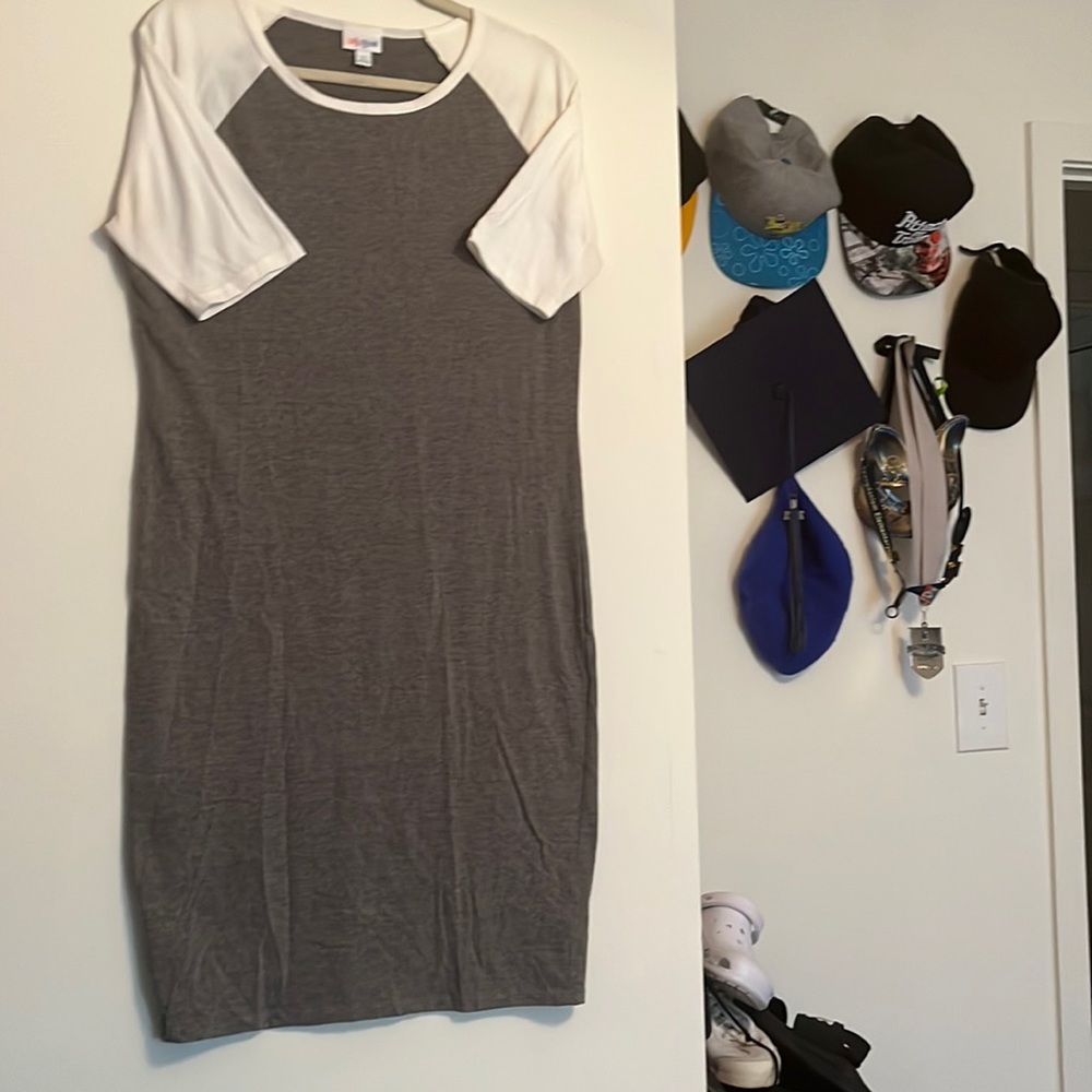 Grey and white raglan dress